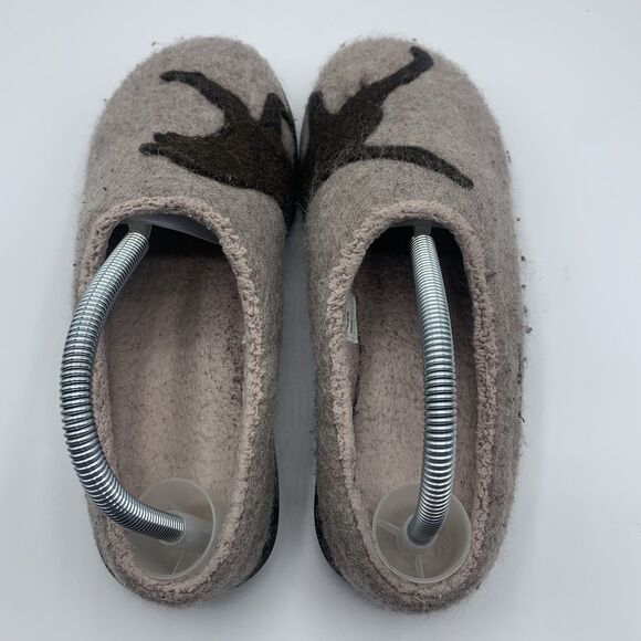 LL BEAN Women's Taupe Chocolate Daybreak Scuffs Labrador Dog Wool Slippers Sz 8 - Picture 6 of 8